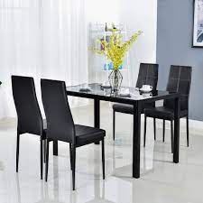 Set (dining table, 6 upholstered side chairs & 2 upholstered arm chairs), created for macy's. Amazon Com Bonnlo 5 Pieces Dining Set Black Dining Table And Chairs Set For 4 Persons Kitchen Room Glass Table With 4 Chairs Table Chair Sets