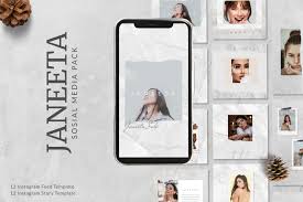 Download Janeeta Instagram Template In Social Media Templates On Yellow Images Creative Store PSD Mockup Templates