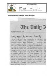 'a', 'an', and 'the' are special adjectives called articles. Newspapers Worksheets