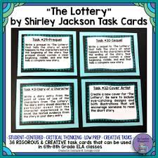 The Lottery By Shirley Jackson Short Story Task Cards Shirley Jackson Online Teaching Resources Lottery