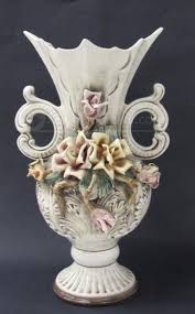 Large Capodimonte Ceramic Vase With Rose Decor Rose Decor Vase Ceramics