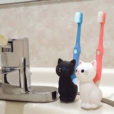 Cat Toothbrush Stand Holder Black Cat White Cat Kitty Cute Kawaii Goods Cat Decor Cat Accessories Cat Theme