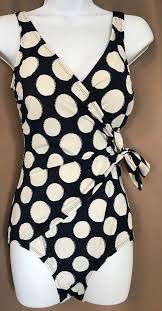 Black And White Polka Dot One Piece Swimsuit Jantzen Blue Off White Polka Dot One Piece Swimsuit Size 8 Faux Wrap Ruching Tie Jantzen Blue One Piece Swimsuit Women S One Piece Swimsuits Black Tankini Top