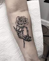 Tattoo Artist On Instagram Happy Friday Skeleton Hand Rose Skull Rose Tattoos Skeleton Hand Tattoo Rose Tattoos