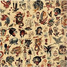 Sailor Jerry X Ed Hardy Classic American Old School Vintage Tattoo Flash Poster Print Sailor Jerry Tattoo Flash Sailor Jerry Tattoos Traditional Tattoo Man