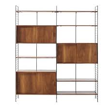 Solid Acacia And Black Metal Vintage 6 Door Shelf Unit Scaffali Mobili Scandinavi Legno