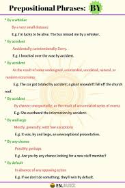 With these two sections of a prepositional phrase in mind, let's wrap it all together with this prepositional phrase definition : 20 Popular Prepositional Phrases With By With Meaning And Examples Eslbuzz Learning English Grammatica Inglese Inglese Grammatica