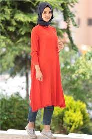 Meri Store 2882 Puskullu Uzun Tunik Kirmizi Giyim Tunik Kirmizi