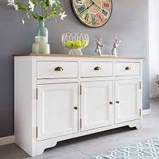 Shop with afterpay on eligible items. Wohnling Sideboard Mayla Mit 3 Turen 140 X 45 X 85 Cm Weiss Braun Holz Kommode Design Landhaus Anrichte Kiefer Massivholz Schrank Naturholz Landhausstil Dielenschrank Schubladen Amazon De Kuche Haushalt