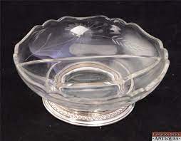 Maybe you would like to learn more about one of these? Cambridge Glass Signed Sterling Silver Divided Relish Daisy Flower Foot Bowl Tamarack Shack Antiques