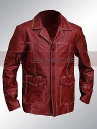 Brad Pitt Fight Club Maroon Leather Jacket Coat Leatherobe Celebrities Leather Jacket Jackets Men Fashion Celebrity Jackets