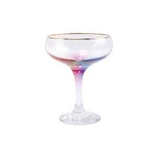 This listing includes two champagne flutes each 9 1/4 inches tall and trimmed with a thick gold band around each rim. Viva By Vietri Rainbow 6 Oz Glass Coupe Reviews Wayfair