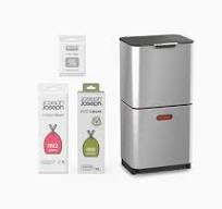Totem Max 60L Stainless-steel Waste & Recycling Trash Can Starter Set