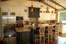 Kitchen Remodel Magnificent Kitchen Design With Wooden And Granite Countertop Also Three Wooden Bar Stools Rustic Kitchen Island Rustic Kitchen Kitchen Design