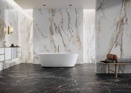 The large patterns of calacatta gold make it the perfect choice for both large and small kitchen and bathroom spaces, including countertops, waterfalls, and backsplashes. Calacatta Gold 4 X 24 Cerrad