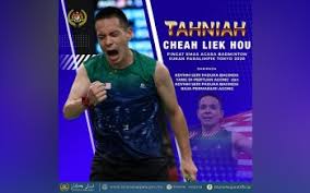 The latest tweet by paralympic games states, 'cheah liek hou made history when he won the first #parabadminton #gold for #mas in the men's . A2i3zx9 Bnvepm