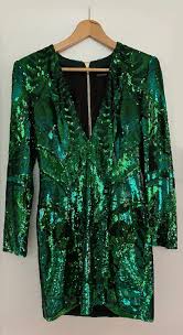 Balmain Green Sequins Mini Dress 36 4 For Sale At 1stdibs