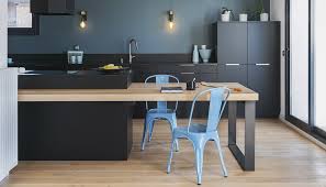 Cuisine noir et bois avec ilot et mur d'armoires. Cuisine Noir Mat Et Bois Avec Ilot Mobalpa International