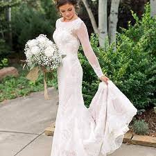 Oleg Cassini Illusion Long Sleeve Wedding Dress David S Bridal Form Fitting Wedding Dress Classic Wedding Dress Davids Bridal Wedding Dresses