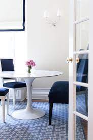 Then, a decorative geometric rug in grey enhances the decorative vibe inside the room in a very attractive way. Navy Dining Chairs Contemporary Dining Room Lilly Bunn Interior