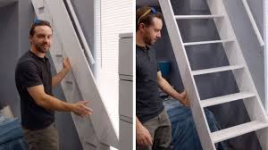 Single wall mounted aluminium ladder. Guy Builds Innovative Folding Stairs Youtube