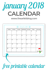 Just free download 2018 printable calendar as pdf format. Free Calendar Printable Great For Kids January 2018 The Art Kit