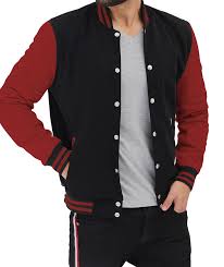 Varsity jackets are not only popular in schools, but they have taken their place in the fashion industry. Mens Maroon And Black Letterman Jacket Baseball Style