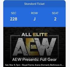 2 Tickets All Elite Wrestling Aew Full Gear Front Row W Vip