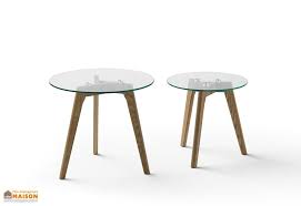 Table Basse En Verre Trempe Et En Bois Massif Ronde Lot De 2 Table Basse Table Basse Bois Table Basse Verre Trempe