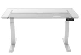 Stylish glass desktop, neat and clean. Allcam Edf32d Dual Motor 3 Stage Sit Stand Desk Standing Table Frame