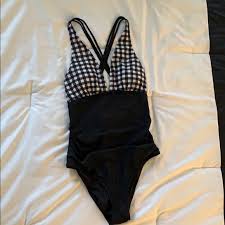 Black Gingham One Piece Cupshe Swimsuit Nwt