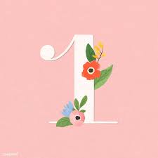 Download Premium Vector Of Watercolor Floral Number 1 Vector 1015206 Floral Watercolor Numbers Typography Flower Illustration