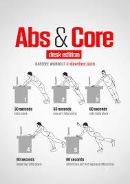 Check out these deskercizes — workouts and exercises you can do seated or standing near your desk. Abs Core Workout