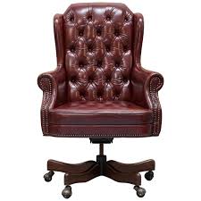 Large Chesterfield Oxblood Leather Wing Back Directors Captains Office Chair At 1stdibs