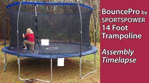 Attach the bungee loops to the net. Trampoline Bouncepro By Sportspower 14 Foot Assembly Timelapse Youtube