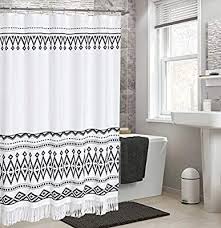Black And White Shower Curtain With Tassels Pin On Forever Home
