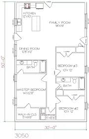 Barndominium Floor Plan 3 Bedroom 2 Bathroom 30x50 Barndominium Floor Plans House Floor Plans House Plans