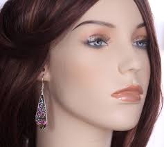 Carnival Glass Earrings Jewelry Depression Era Fenton Pagoda Deco