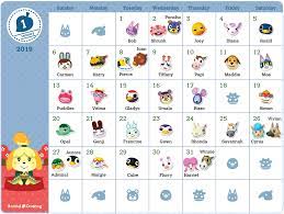 Printable Animal Crossing 2019 Birthday Calendar Rewards My Nintendo Animal Crossing Birthday Calendar Animal Crossing 3ds