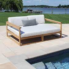 Acacia wood in a teak finish. Casita Daybed Teak Outdoor Teak Chaise Lounge Lounge Chair Outdoor