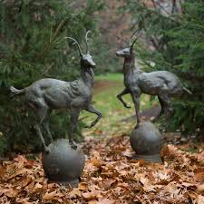 Alpine Stag Finial Pair In 2020 Deer Statues Deer Garden Garden Statues