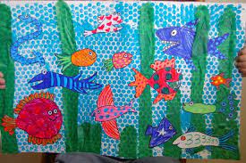 Hooray For Fish Mural Bubble Wrap Art Ocean Mural Ocean Crafts