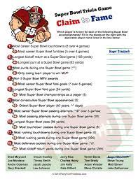 You know, just pivot your way through this one. Printable Super Bowl Trivia Game Claim To Fame