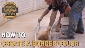Quickly mix in color to the concrete mix and top off the template with a small amount of colored concrete. Stamped Concrete Border Color Youtube