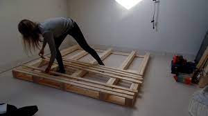 Here are plans for how to build a platform bed frame with storage. Pallet Bed Frame Diy Youtube