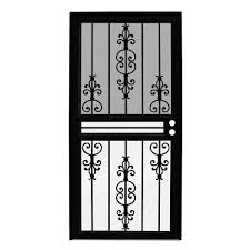 Unique Home Designs 36 In X 80 In Estate Black Recessed Mount All Season Security Door With Insect Screen And Glass Inserts Idr0310036blk The Home Depot