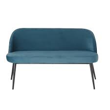 Polsterbank retro esszimmer diele sitzbank stoffbezug samt stahlgestell grau. 3 Sitzer Vintage Polsterbank Mit Blauem Samtbezug Maurice Maisons Du Monde