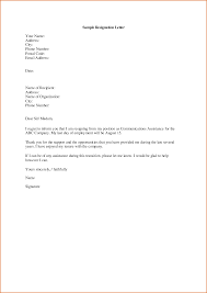 Resignation letter templates & samples. Simple Letter Of Resignation Sample Sengu