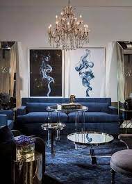 By using vintage designs and textured fabrics, together with a combination of. Gorgeous Chic Blue Living Room Decor With Navy Blue Velvet Comfy Sofa And Glam Decor Blue Living Room Decor Blue Furniture Living Room Velvet Sofa Living Room