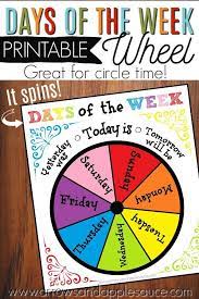 Days Of The Week Printable Wheel Circle Time Calendar Etsy Circle Time Homeschool Days Of The Week Activities